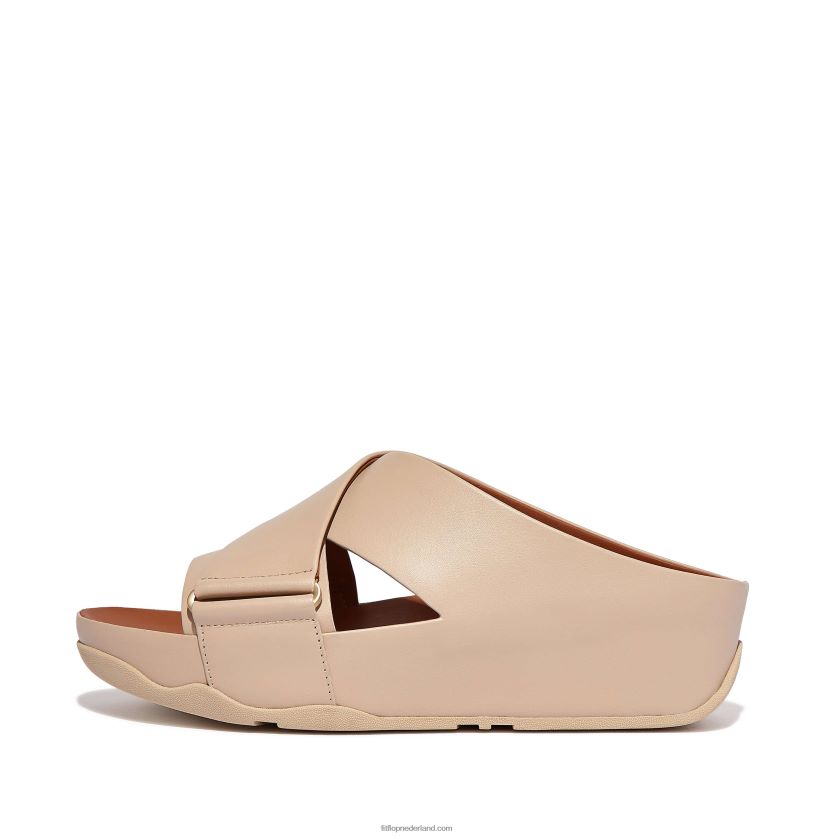 shuv leren kruisslippers vrouwen Fitflop F4BXJ8168 steenbeige