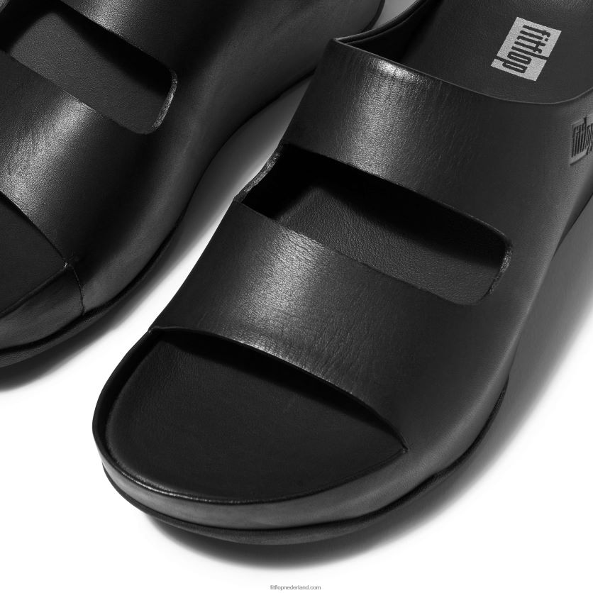 shuv twee-bar leren dia\'s vrouwen Fitflop F4BXJ8184 helemaal zwart