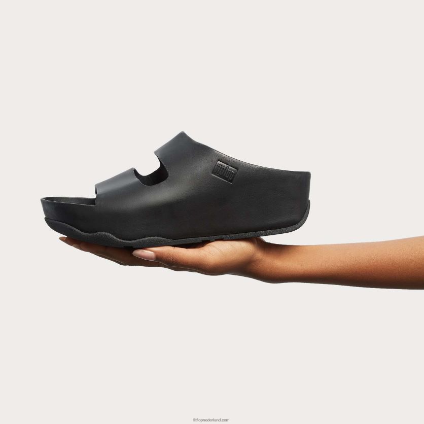 shuv twee-bar leren dia\'s vrouwen Fitflop F4BXJ8184 helemaal zwart
