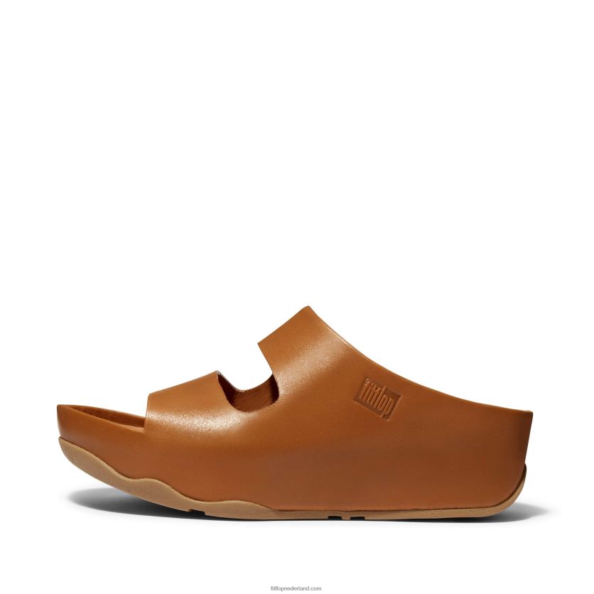 shuv twee-bar leren dia's vrouwen Fitflop F4BXJ8185 lichte tint