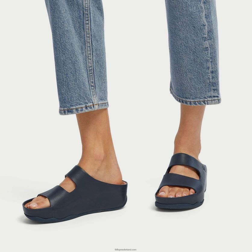 shuv twee-bar leren dia\'s vrouwen Fitflop F4BXJ8186 middernacht marine