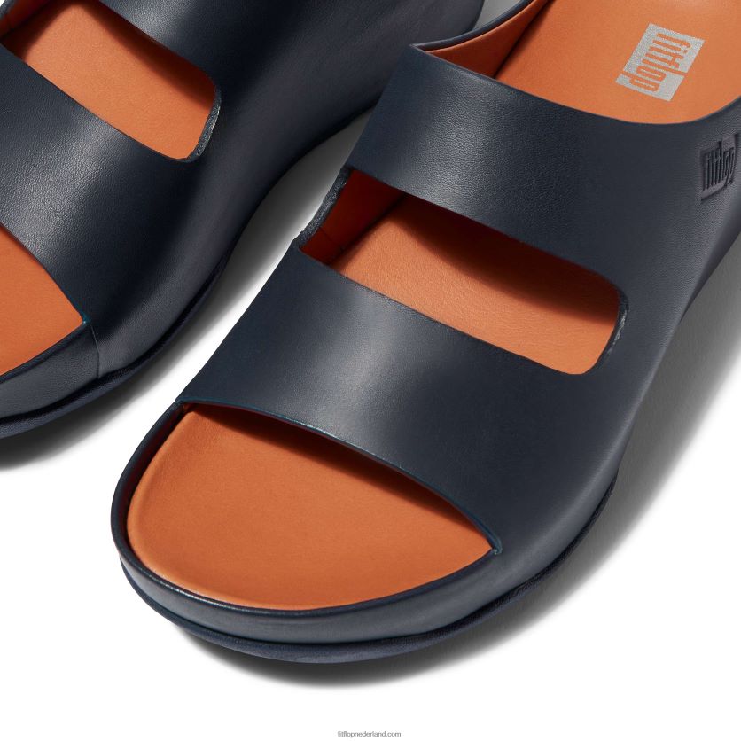 shuv twee-bar leren dia\'s vrouwen Fitflop F4BXJ8186 middernacht marine