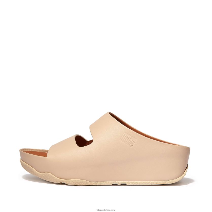 shuv twee-bar leren dia's vrouwen Fitflop F4BXJ8187 steenbeige