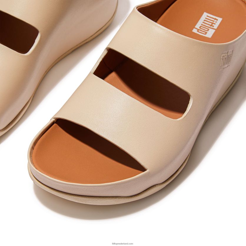 shuv twee-bar leren dia\'s vrouwen Fitflop F4BXJ8187 steenbeige