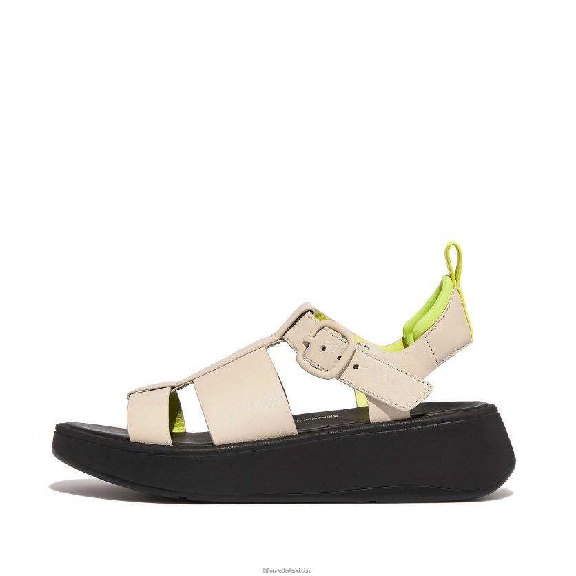 F-mode neon-pop leren visserssandalen met plateauzolen vrouwen Fitflop F4BXJ847 steen/geel