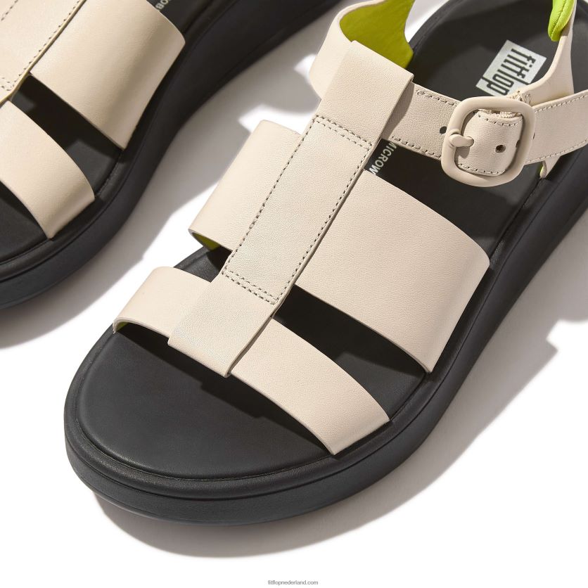 F-mode neon-pop leren visserssandalen met plateauzolen vrouwen Fitflop F4BXJ847 steen/geel