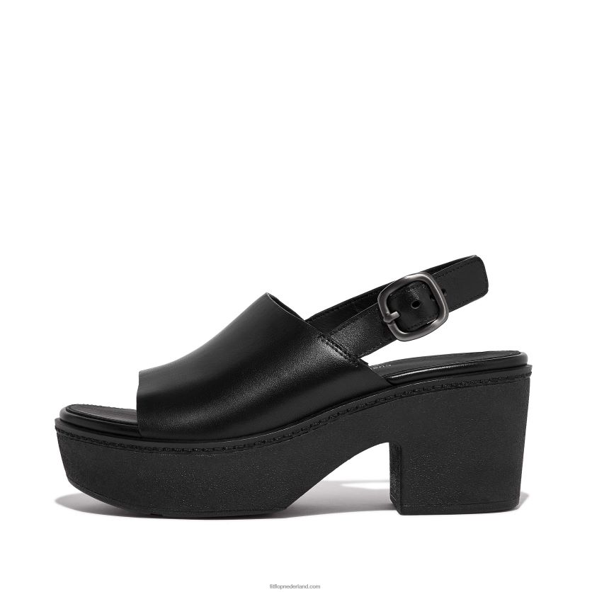 platformsandalen van pilaarleer vrouwen Fitflop F4BXJ858 helemaal zwart