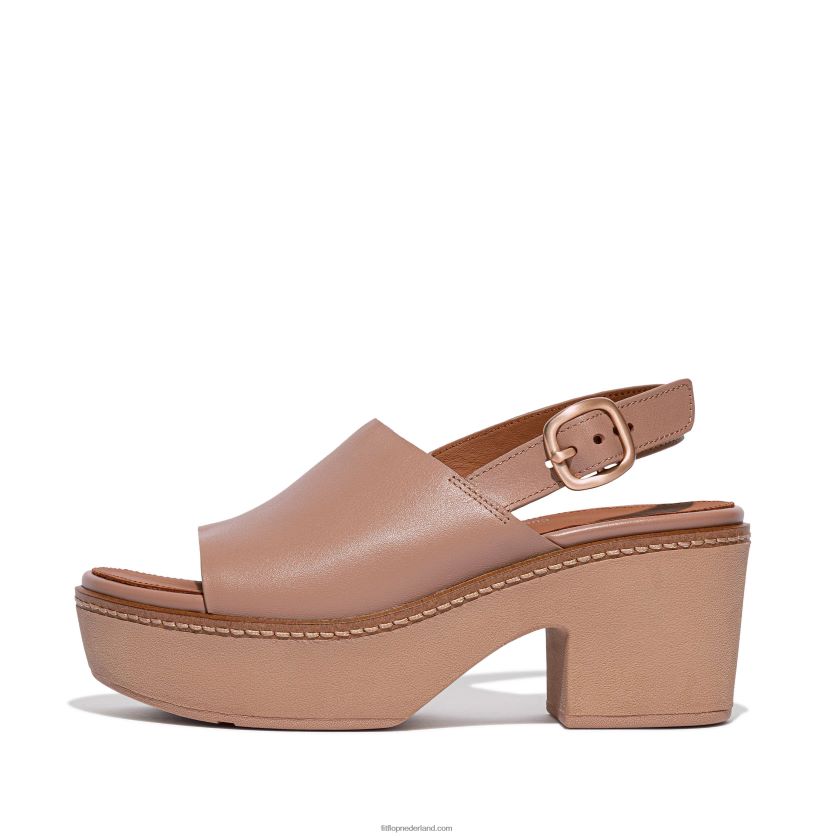 platformsandalen van pilaarleer vrouwen Fitflop F4BXJ859 beige buff