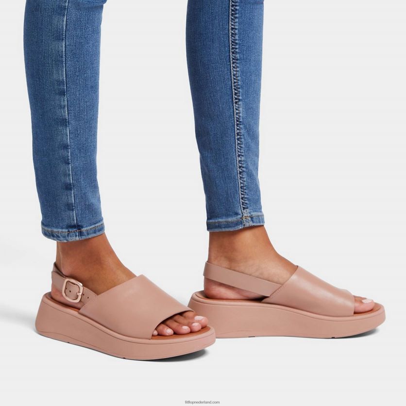 F-mode leren plateausandalen met bandjes op de rug vrouwen Fitflop F4BXJ841 beige