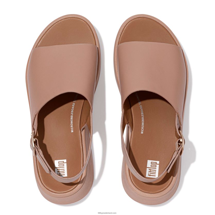 F-mode leren plateausandalen met bandjes op de rug vrouwen Fitflop F4BXJ841 beige