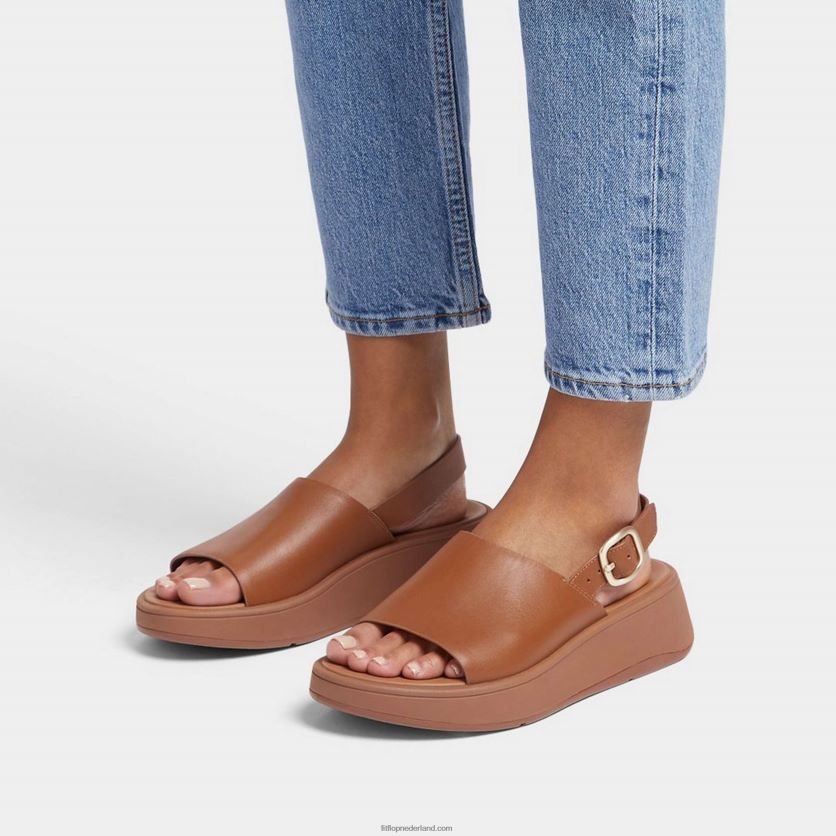 F-mode leren plateausandalen met bandjes op de rug vrouwen Fitflop F4BXJ842 lichte tint