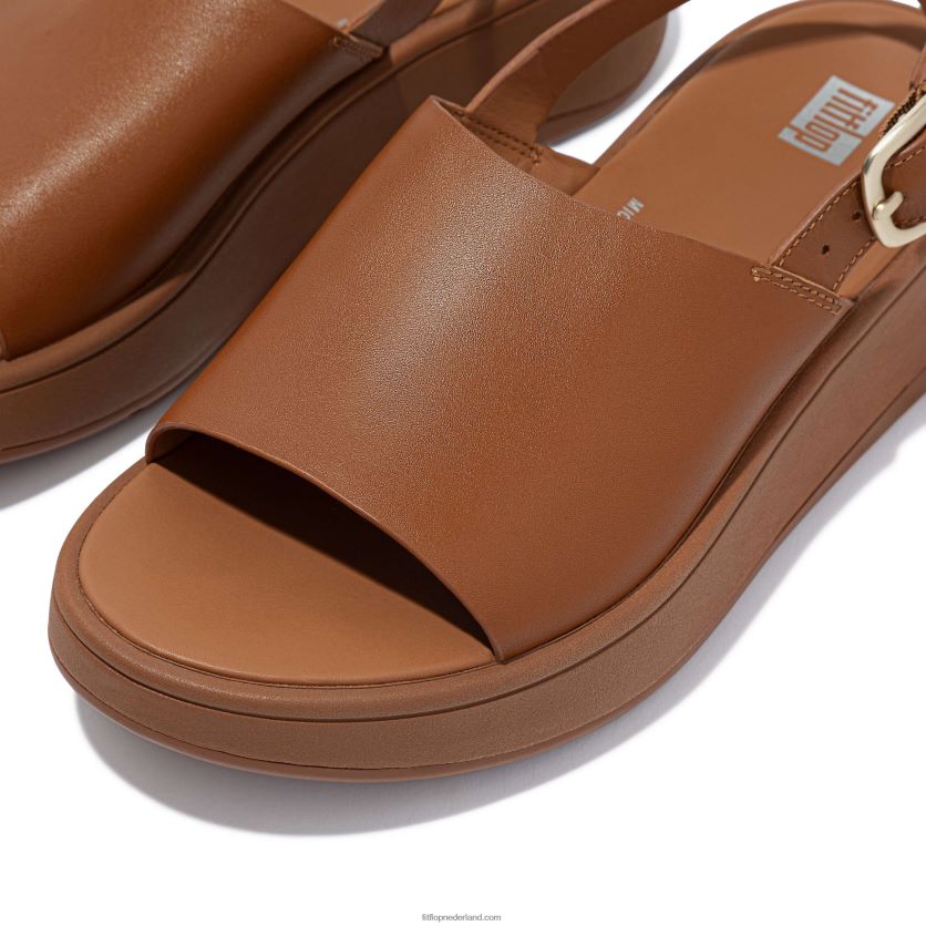 F-mode leren plateausandalen met bandjes op de rug vrouwen Fitflop F4BXJ842 lichte tint
