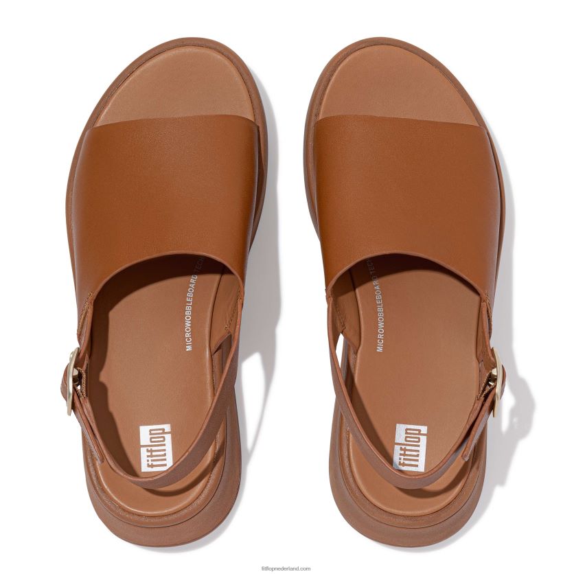 F-mode leren plateausandalen met bandjes op de rug vrouwen Fitflop F4BXJ842 lichte tint