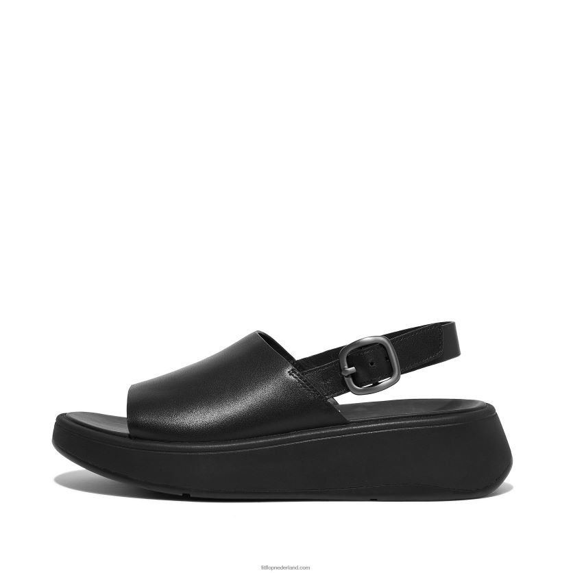 F-mode leren plateausandalen met bandjes op de rug vrouwen Fitflop F4BXJ843 helemaal zwart