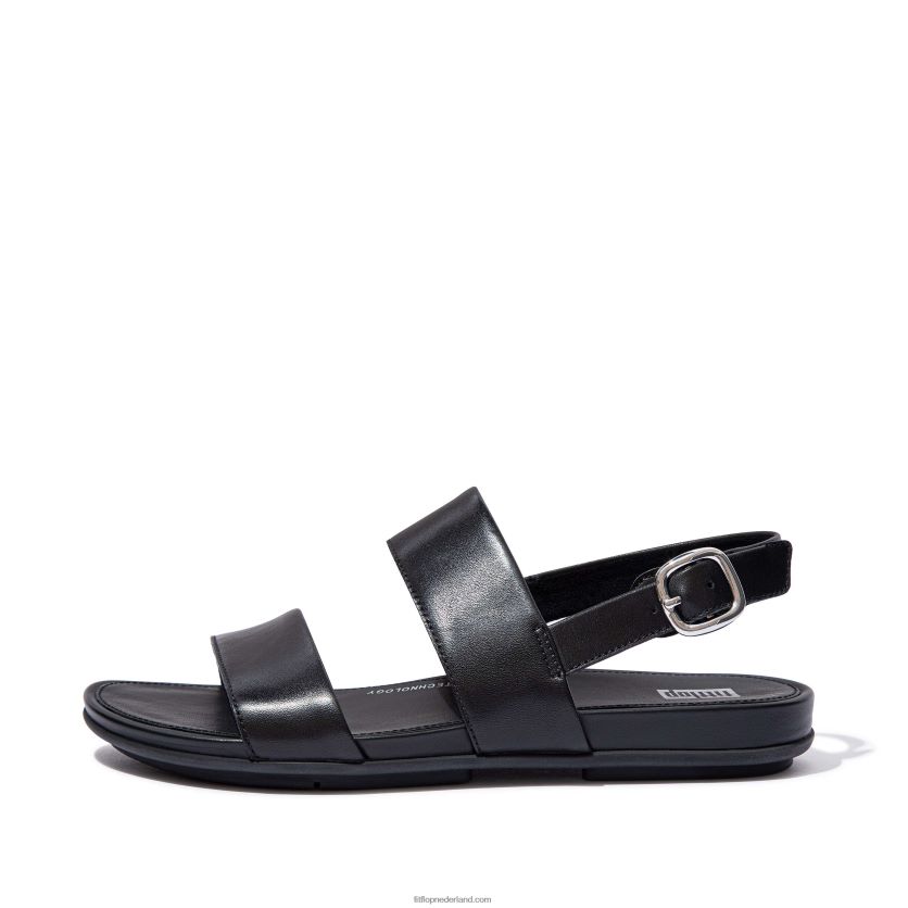 Gracie leren sandalen met bandjes op de rug vrouwen Fitflop F4BXJ866 helemaal zwart