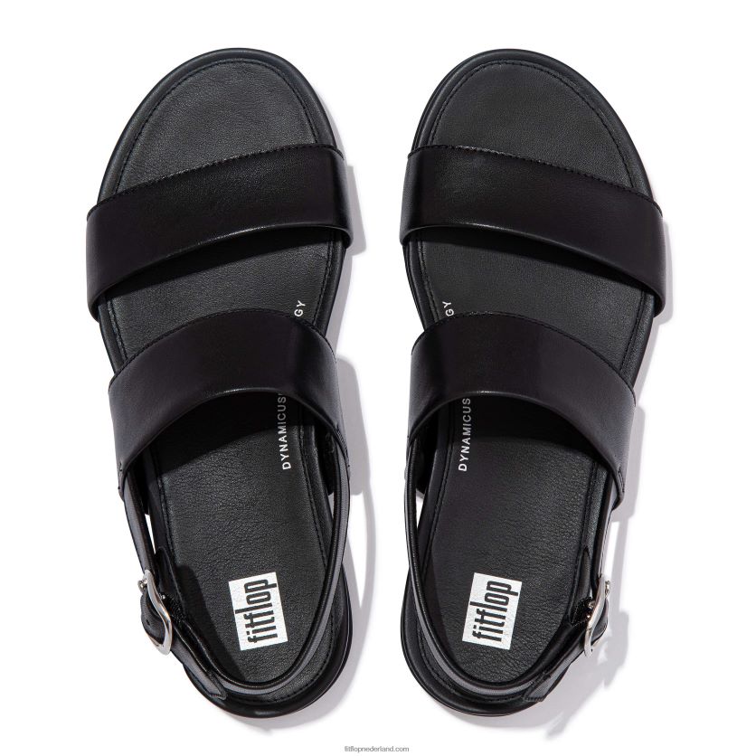 Gracie leren sandalen met bandjes op de rug vrouwen Fitflop F4BXJ866 helemaal zwart