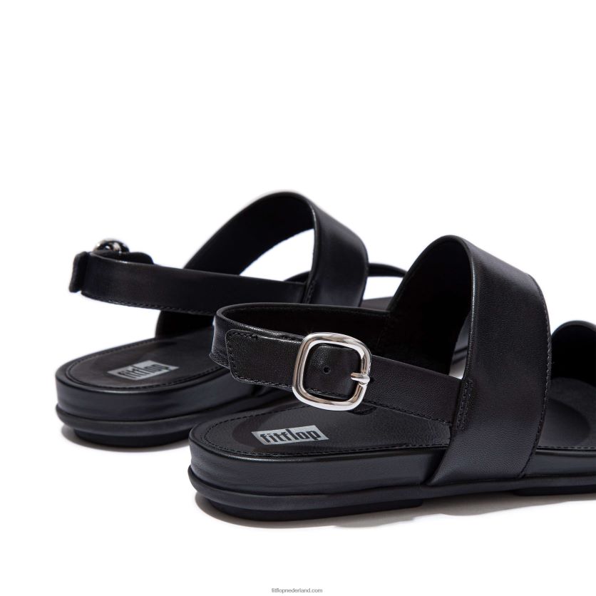 Gracie leren sandalen met bandjes op de rug vrouwen Fitflop F4BXJ866 helemaal zwart