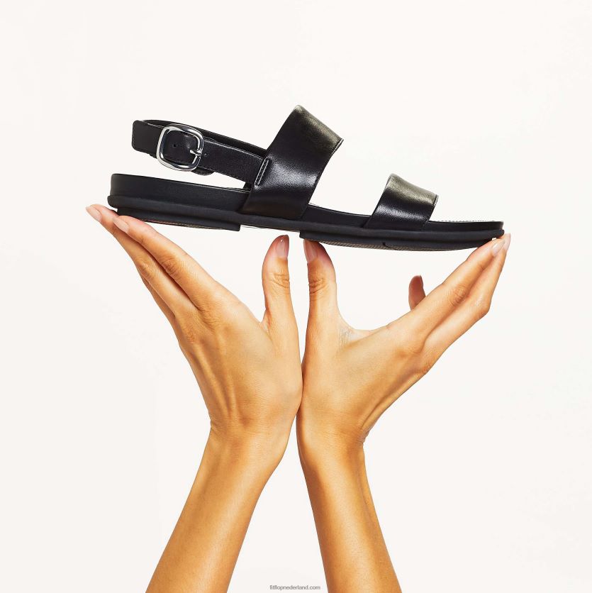 Gracie leren sandalen met bandjes op de rug vrouwen Fitflop F4BXJ866 helemaal zwart