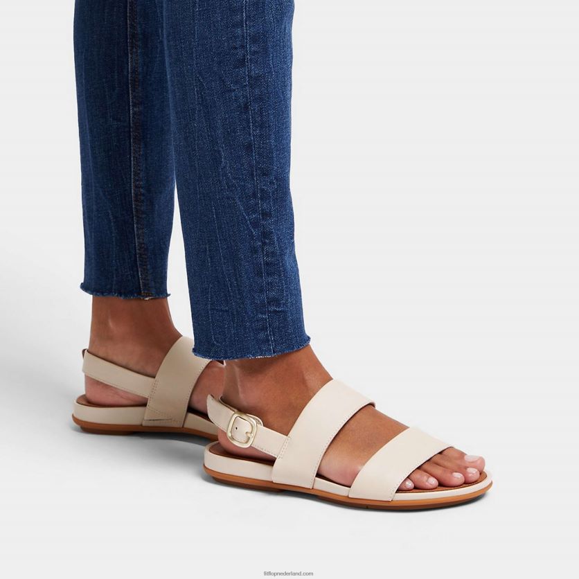 Gracie leren sandalen met bandjes op de rug vrouwen Fitflop F4BXJ867 steenbeige