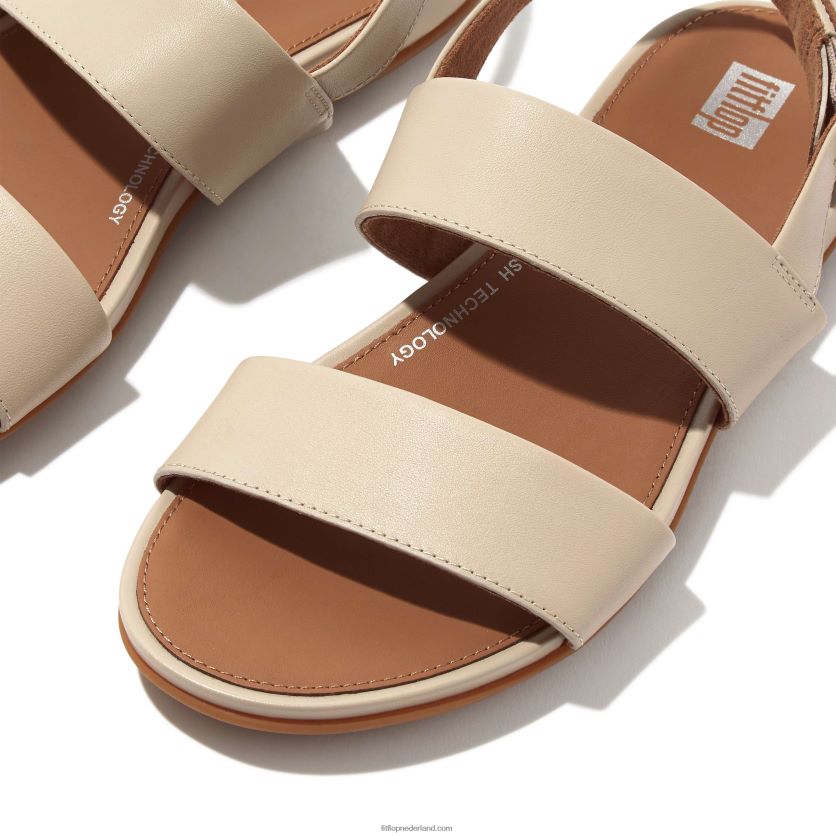 Gracie leren sandalen met bandjes op de rug vrouwen Fitflop F4BXJ867 steenbeige
