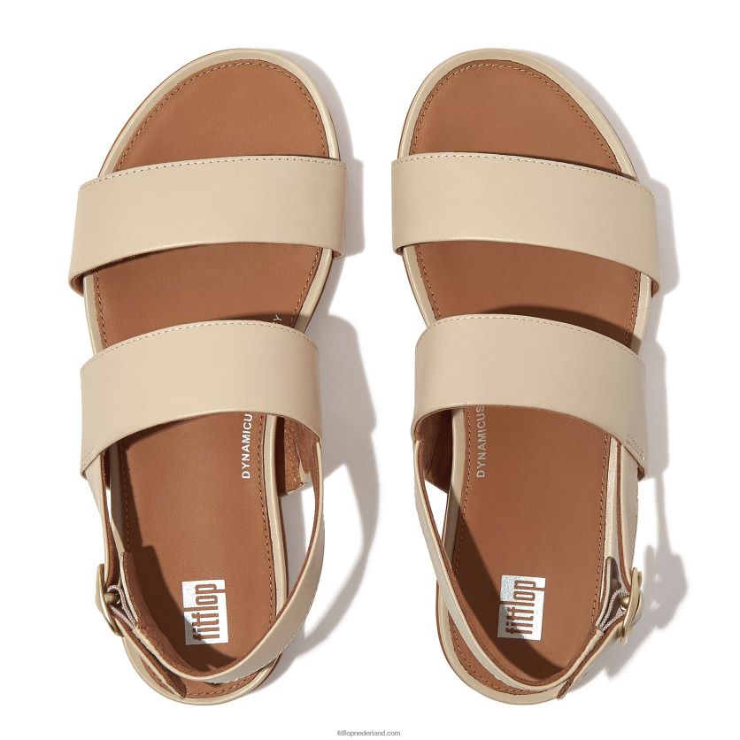 Gracie leren sandalen met bandjes op de rug vrouwen Fitflop F4BXJ867 steenbeige