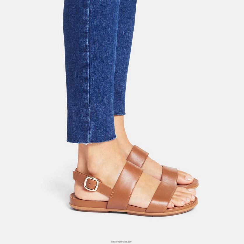 Gracie leren sandalen met bandjes op de rug vrouwen Fitflop F4BXJ868 lichte tint
