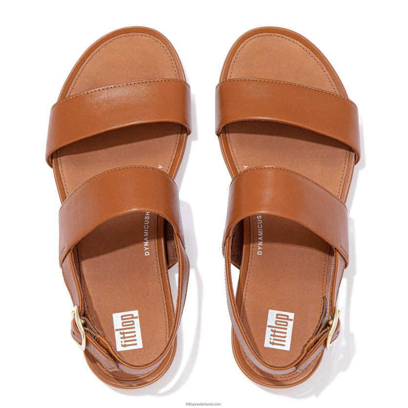 Gracie leren sandalen met bandjes op de rug vrouwen Fitflop F4BXJ868 lichte tint