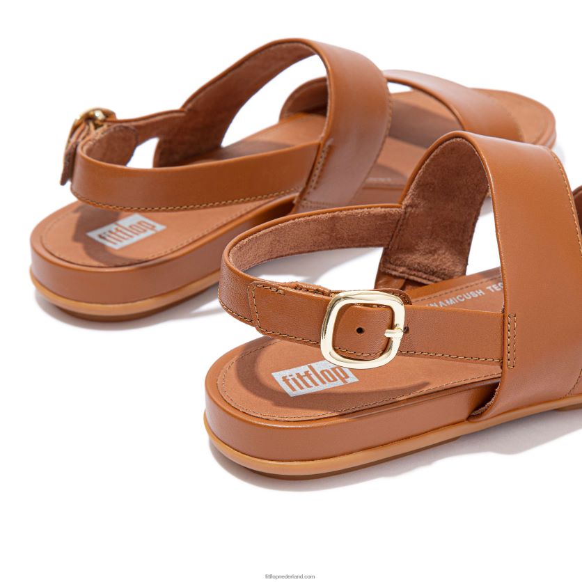 Gracie leren sandalen met bandjes op de rug vrouwen Fitflop F4BXJ868 lichte tint