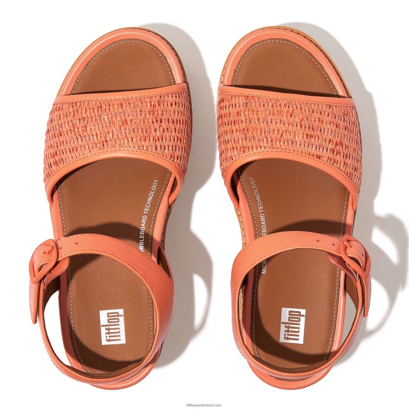 eloise sleehaksandalen met kurkomwikkeling en bandjes op de rug vrouwen Fitflop F4BXJ849 zonneschijn koraal