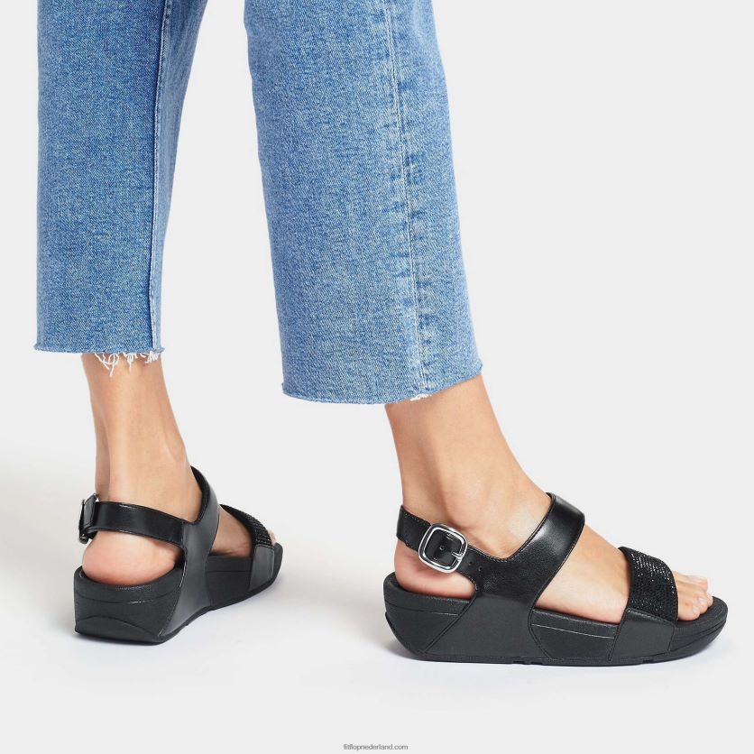 lulu kristallen sandalen met bandjes op de rug vrouwen Fitflop F4BXJ872 helemaal zwart