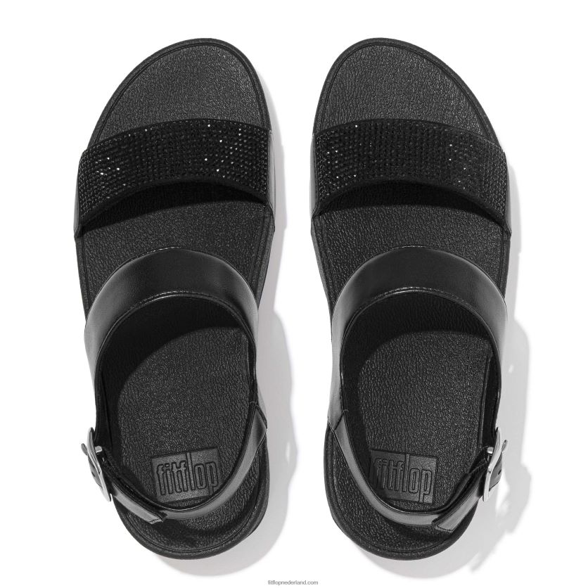 lulu kristallen sandalen met bandjes op de rug vrouwen Fitflop F4BXJ872 helemaal zwart