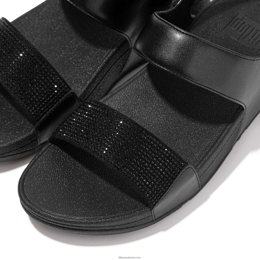 lulu kristallen sandalen met bandjes op de rug vrouwen Fitflop F4BXJ872 helemaal zwart