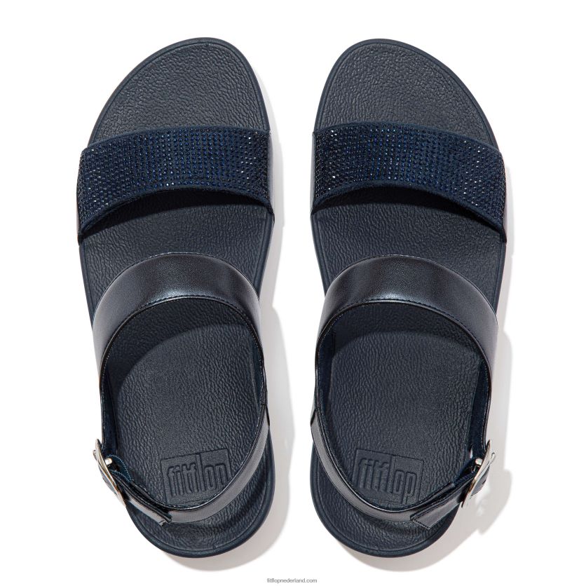 lulu kristallen sandalen met bandjes op de rug vrouwen Fitflop F4BXJ873 middernacht marine