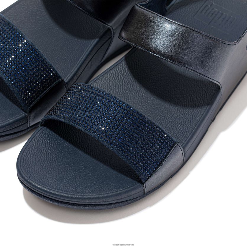 lulu kristallen sandalen met bandjes op de rug vrouwen Fitflop F4BXJ873 middernacht marine