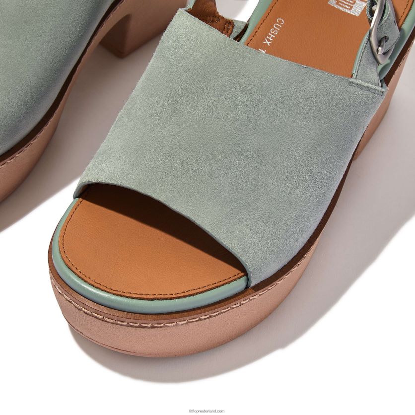 pilar suède plateausandalen met bandjes op de rug vrouwen Fitflop F4BXJ860 koel blauw