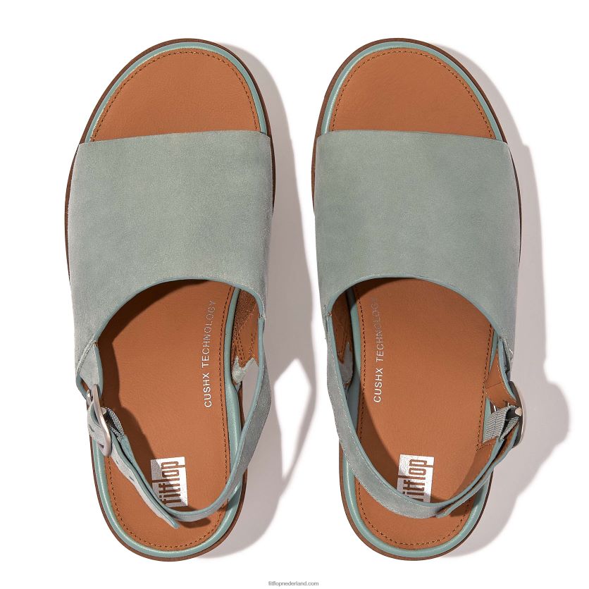 pilar suède plateausandalen met bandjes op de rug vrouwen Fitflop F4BXJ860 koel blauw