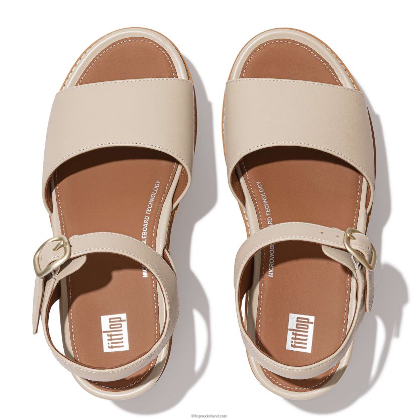 eloise sandalen met sleehak van leer met kurkomslag vrouwen Fitflop F4BXJ863 steenbeige