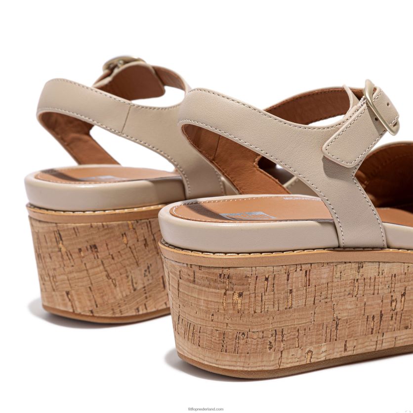 eloise sandalen met sleehak van leer met kurkomslag vrouwen Fitflop F4BXJ863 steenbeige