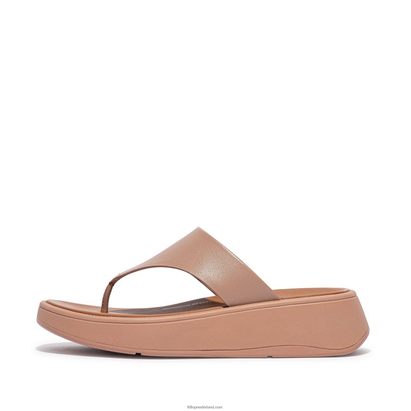 F-mode leren sandalen met plateauzolen vrouwen Fitflop F4BXJ8134 beige