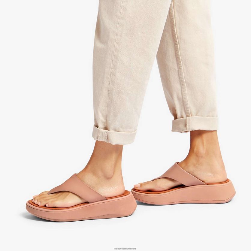 F-mode leren sandalen met plateauzolen vrouwen Fitflop F4BXJ8134 beige