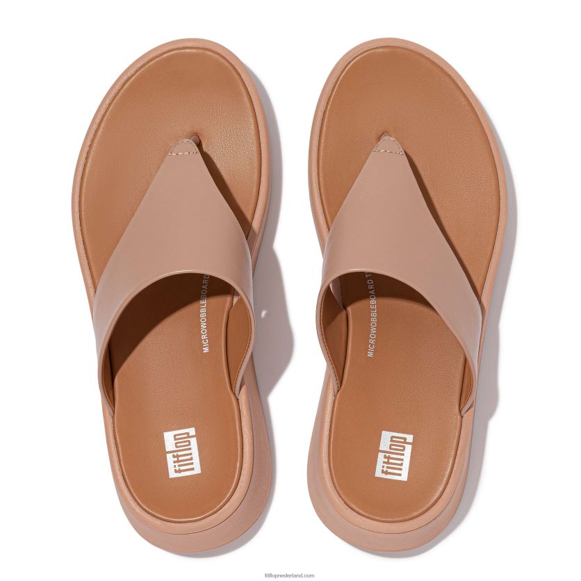 F-mode leren sandalen met plateauzolen vrouwen Fitflop F4BXJ8134 beige