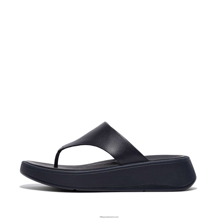 F-mode leren sandalen met plateauzolen vrouwen Fitflop F4BXJ8136 middernacht marine