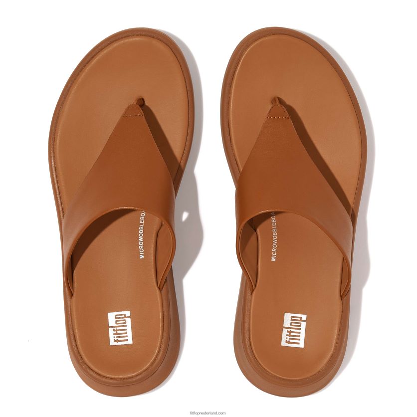 F-mode leren sandalen met plateauzolen vrouwen Fitflop F4BXJ8138 lichte tint