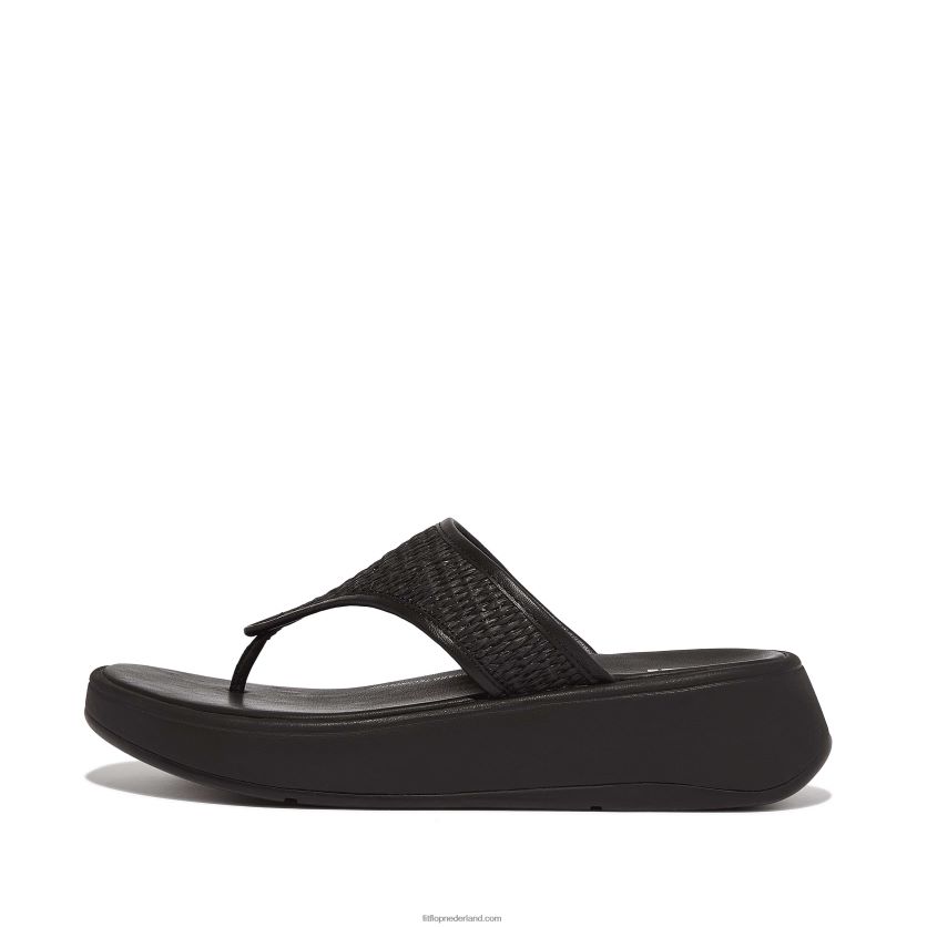 f-mode geweven sandalen met plateauzool vrouwen Fitflop F4BXJ8139 helemaal zwart
