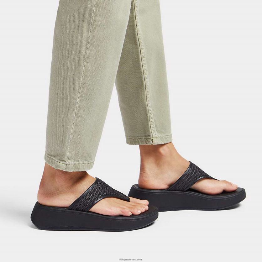 f-mode geweven sandalen met plateauzool vrouwen Fitflop F4BXJ8139 helemaal zwart