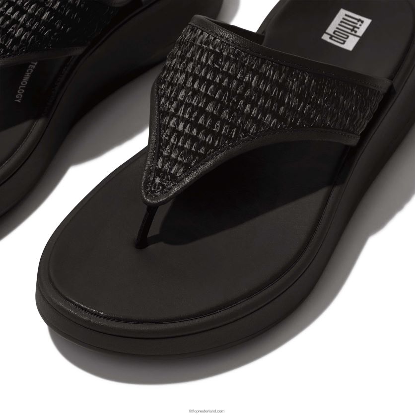 f-mode geweven sandalen met plateauzool vrouwen Fitflop F4BXJ8139 helemaal zwart