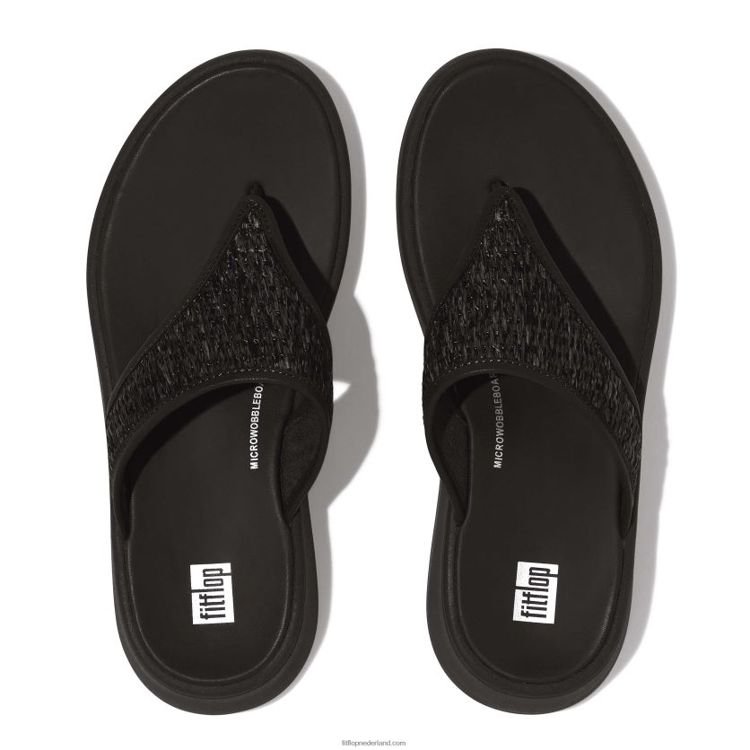 f-mode geweven sandalen met plateauzool vrouwen Fitflop F4BXJ8139 helemaal zwart