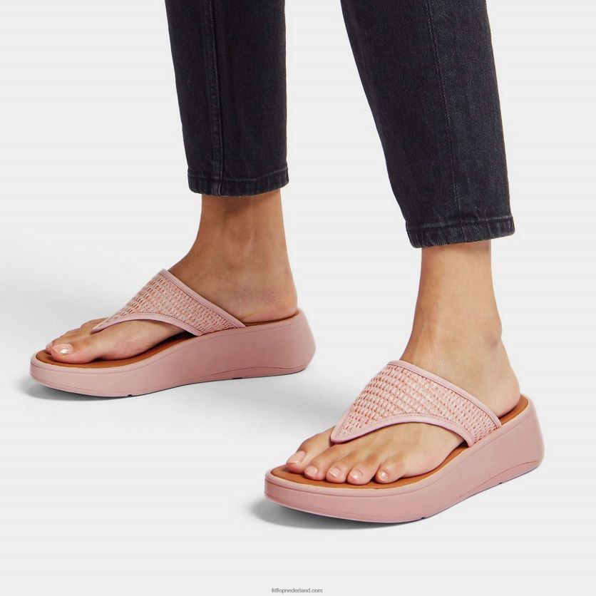 f-mode geweven sandalen met plateauzool vrouwen Fitflop F4BXJ8140 roze zout