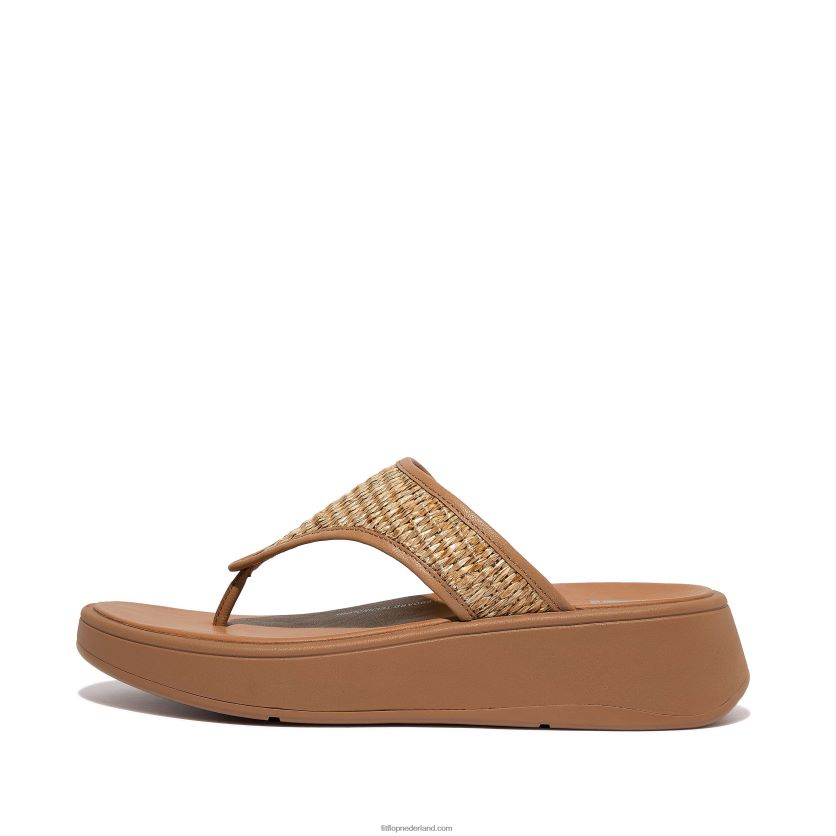 f-mode geweven sandalen met plateauzool vrouwen Fitflop F4BXJ8141 latte tan/ivoor