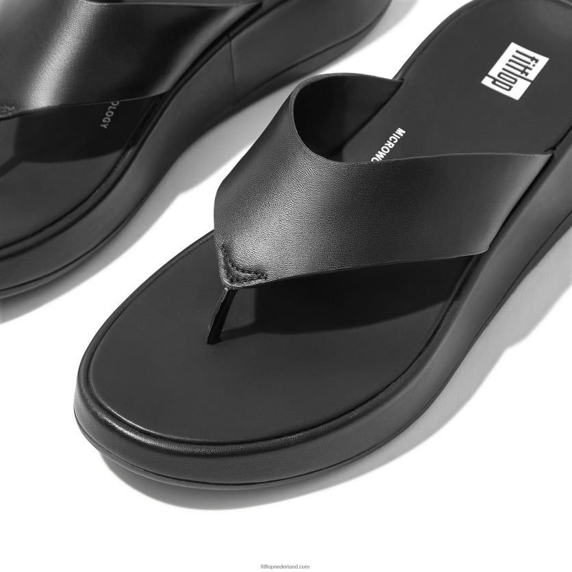 f-mode luxe leren sandalen met plateauzolen vrouwen Fitflop F4BXJ8125 helemaal zwart